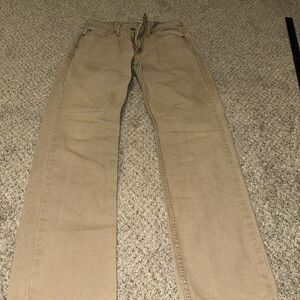 Levis 514 Mens Straight Jeans 28X30 Tan Casual White Tab 5 Pockets Denim Pants